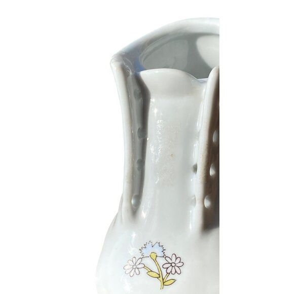 Vintage Ceramic Baby Shoe Planter Decor White Floral Design - Picture 6 of 6